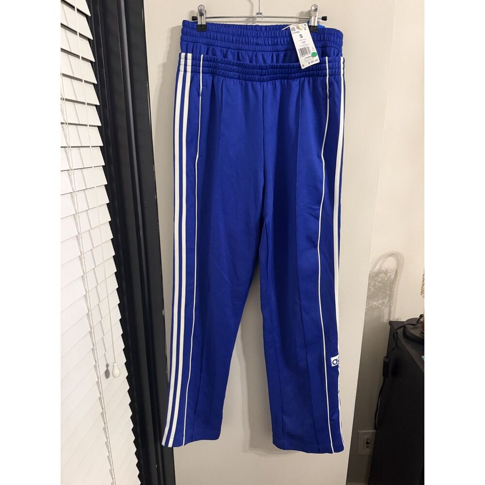 Adidas Double Waistband Blue High Waist Straight Leg With Snaps Size Small